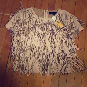 Beautiful faux leather fringe top